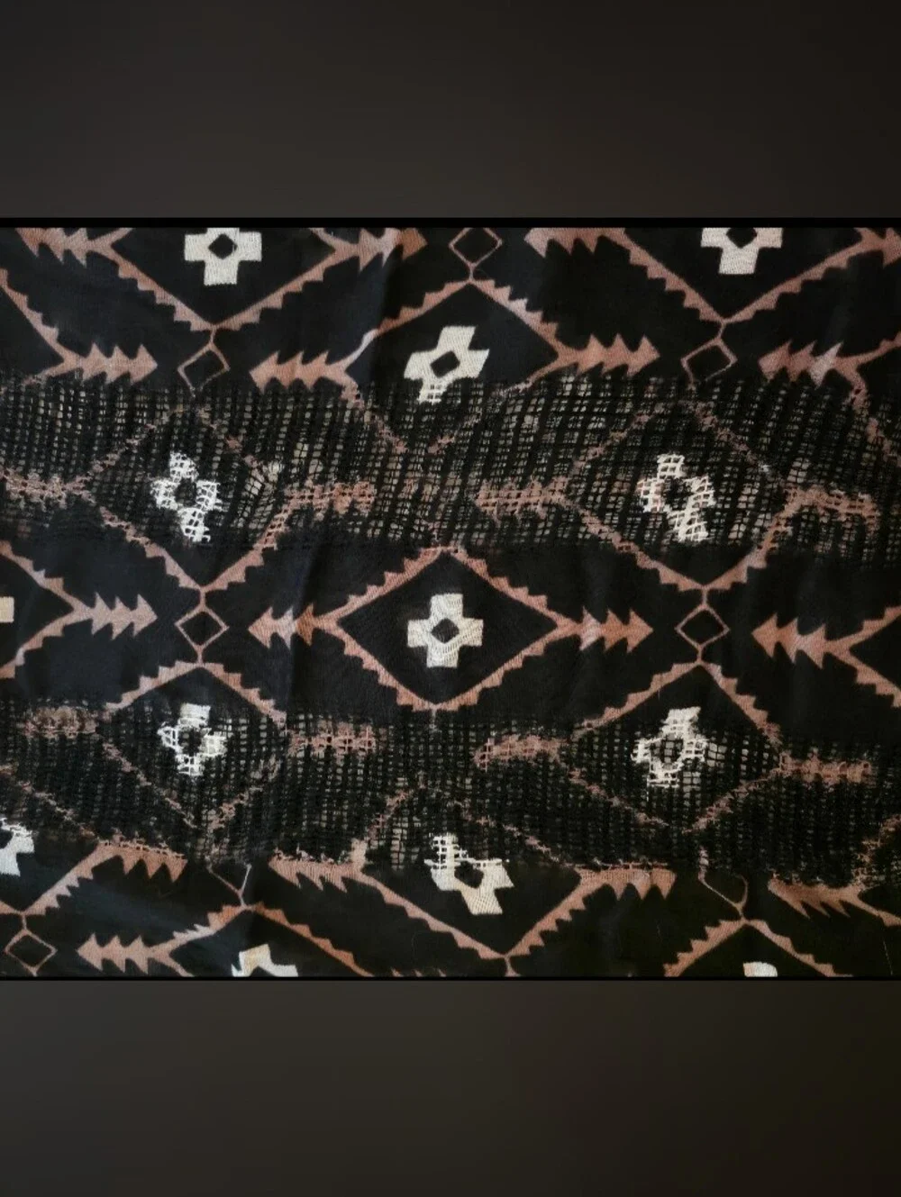 Black Paterned Infinity Scarf Southwestern/ Aztec Inspired Geometric Print